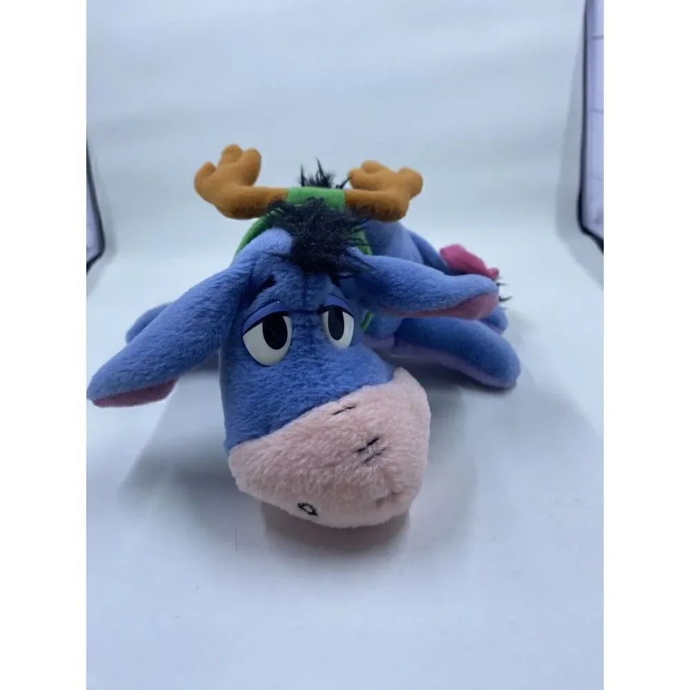 7" Holiday Eeyore Reindeer Antlers Christmas Stuffed Beanbag Plush Toy Disney